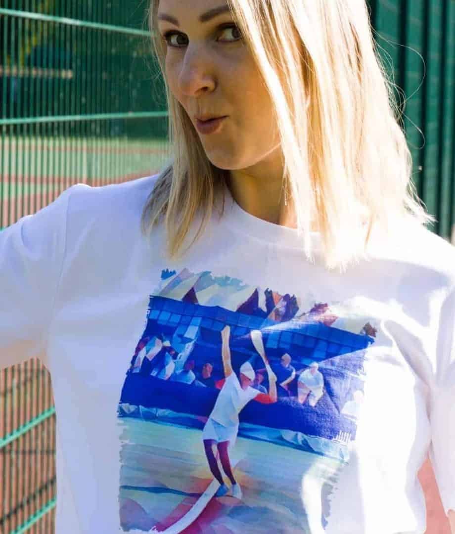 tennis serve white t-shirt